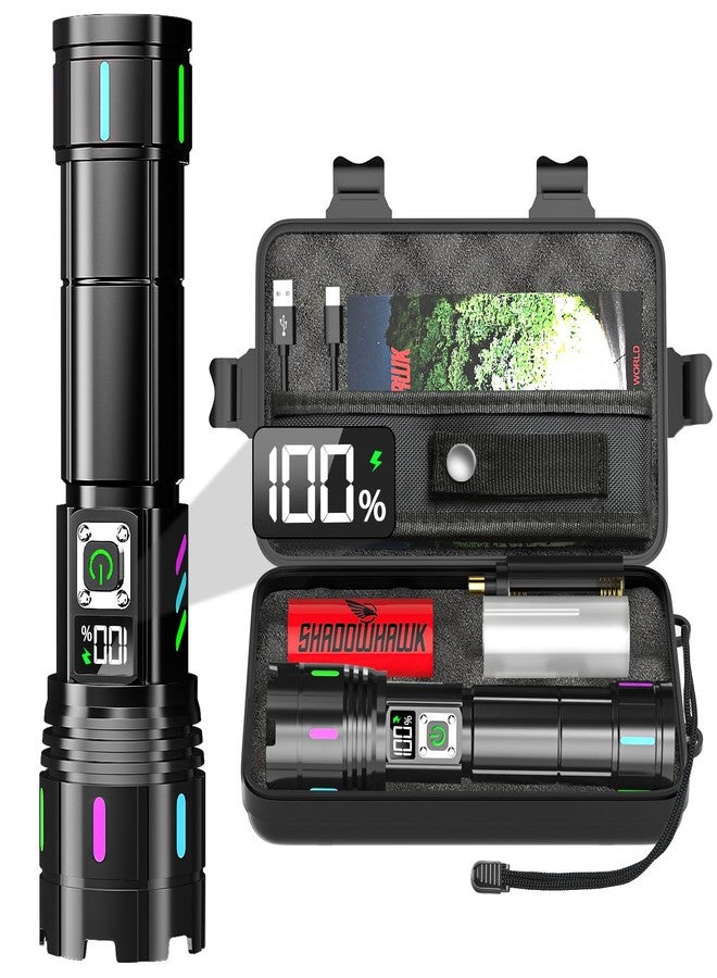 Shadowhawk Torch Light High Power Rechargeable 10000 Lumens - 30W LED Flashlight with LCD Display | Long Range 2km & 12H Long Lasting USB C Powerful Waterproof Torches for Camping/Trekking/Emergency - Image 1